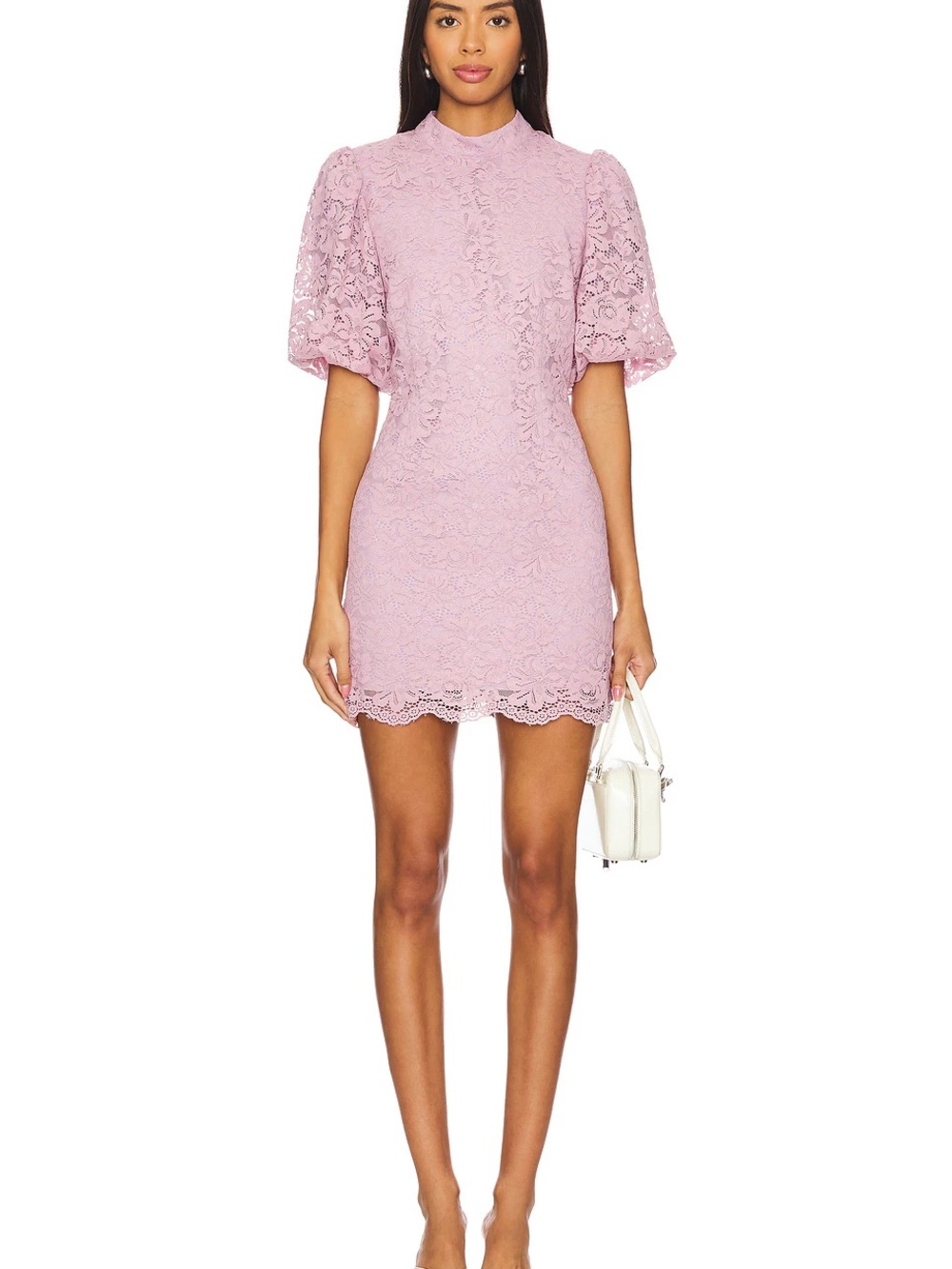 Steve Madden Diya Lace Puff Sleeve Mini Dress Mauve Size 8 RUNS SMALL Fits 0